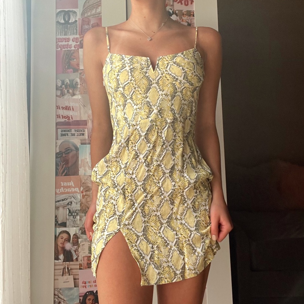 Yellow Snakeskin Planet Blue Diona Dress